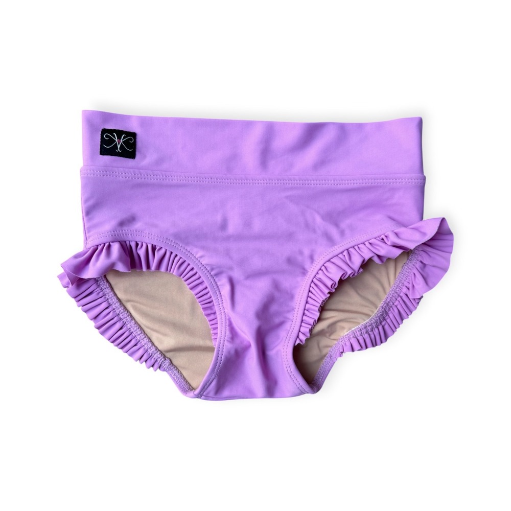 Kandi Kouture Girls Lilac Purple Ruffle High Waisted Dance Briefs Size CL 7/8